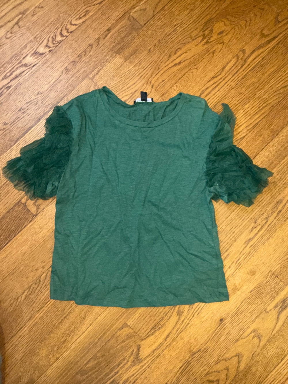 Lea & Viola Green Ruffle Sleeve Top